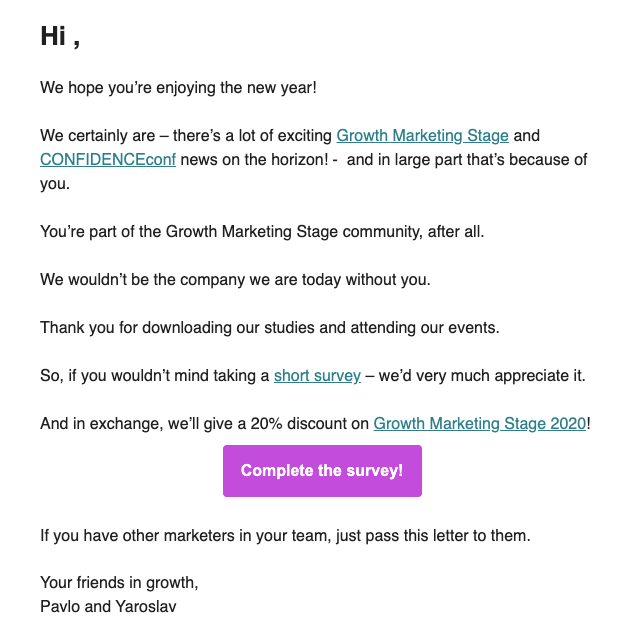 survey email invitation example