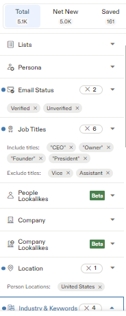 Here's my actual filter setup