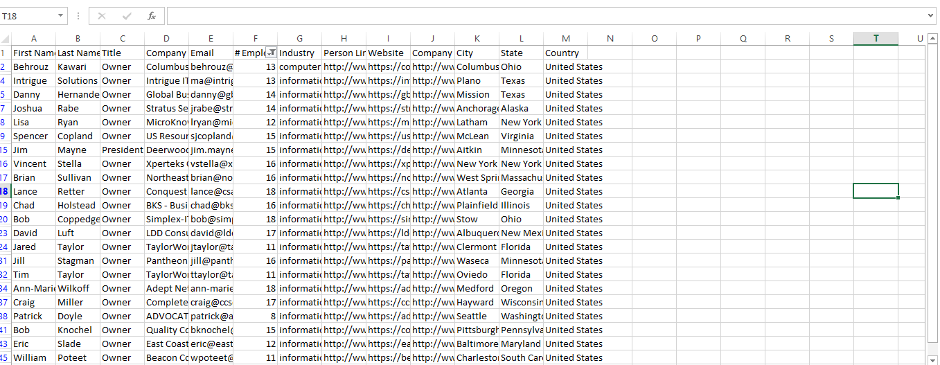 Your Apollo data in a spreadsheet