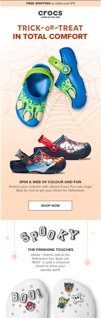 Crocs halloween newsletter idea