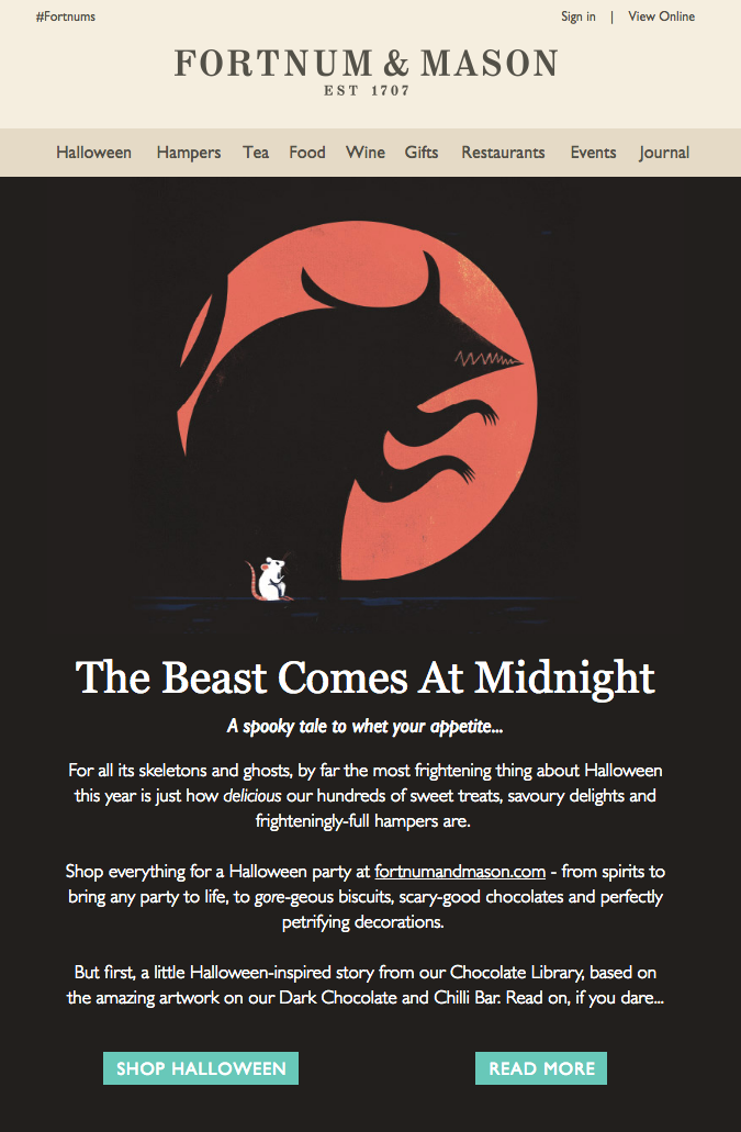 fortnum mason halloween email