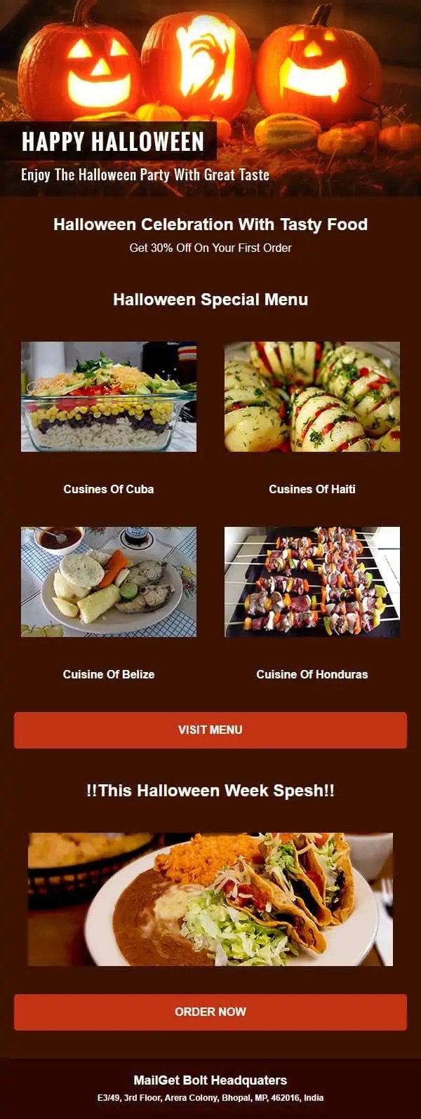 Halloween Email Restaurant