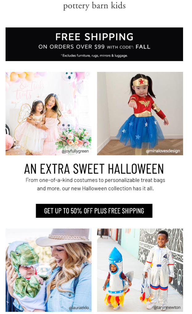 Pottery barn kids halloween email